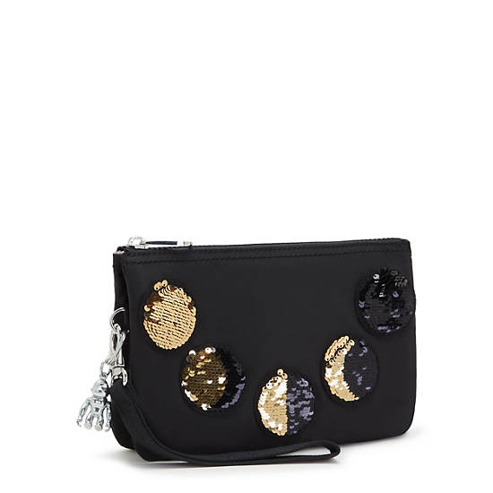 Kipling Creativity Extra Large Metallic Wristlet Çanta Siyah Altın | TR 1150KO